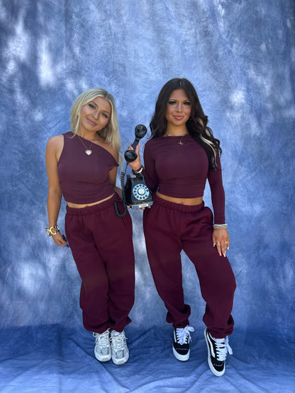 So Fetch Sweatpants in Black Cherry