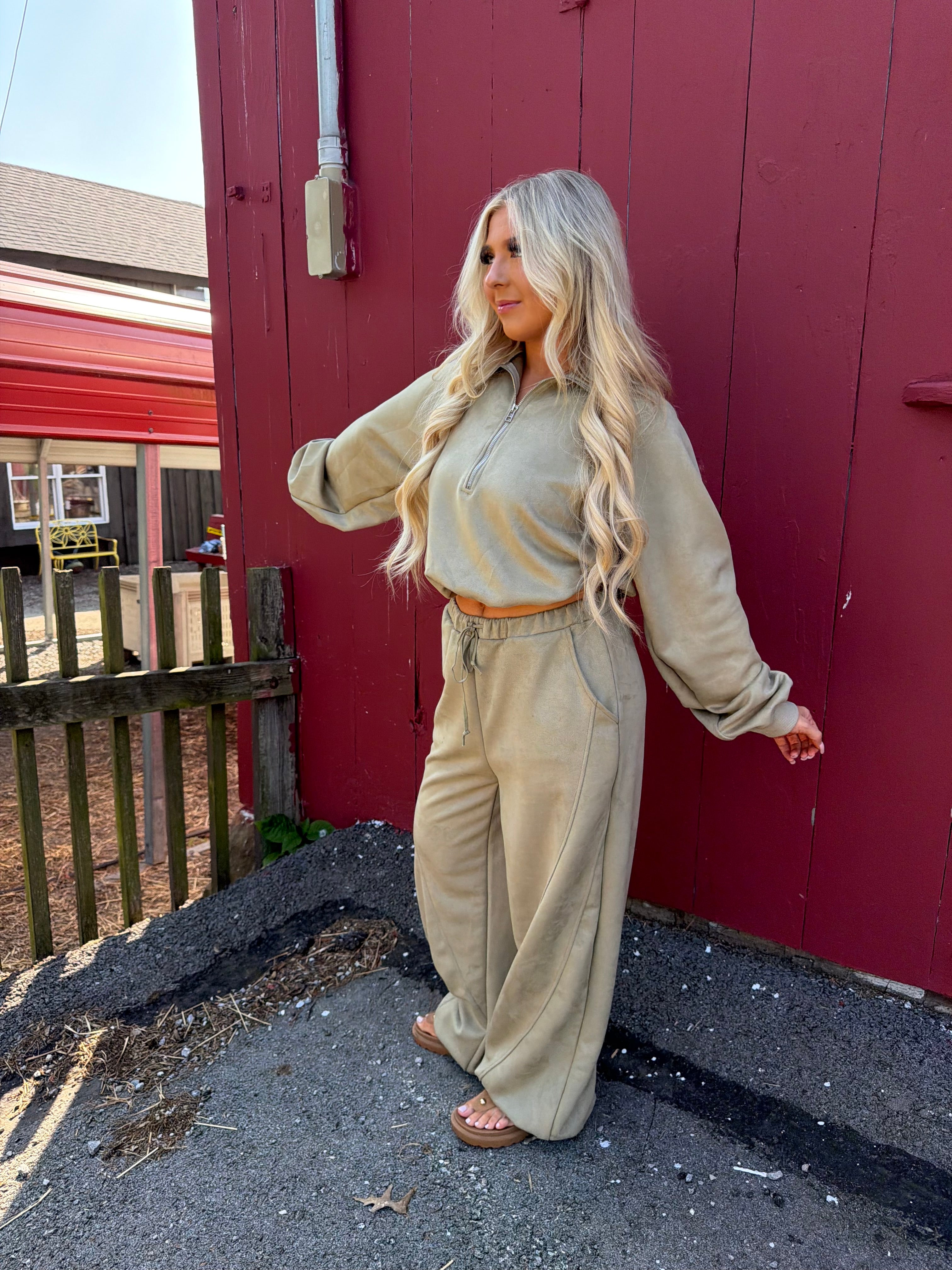 Sugar Suede Set (PANT) Olive