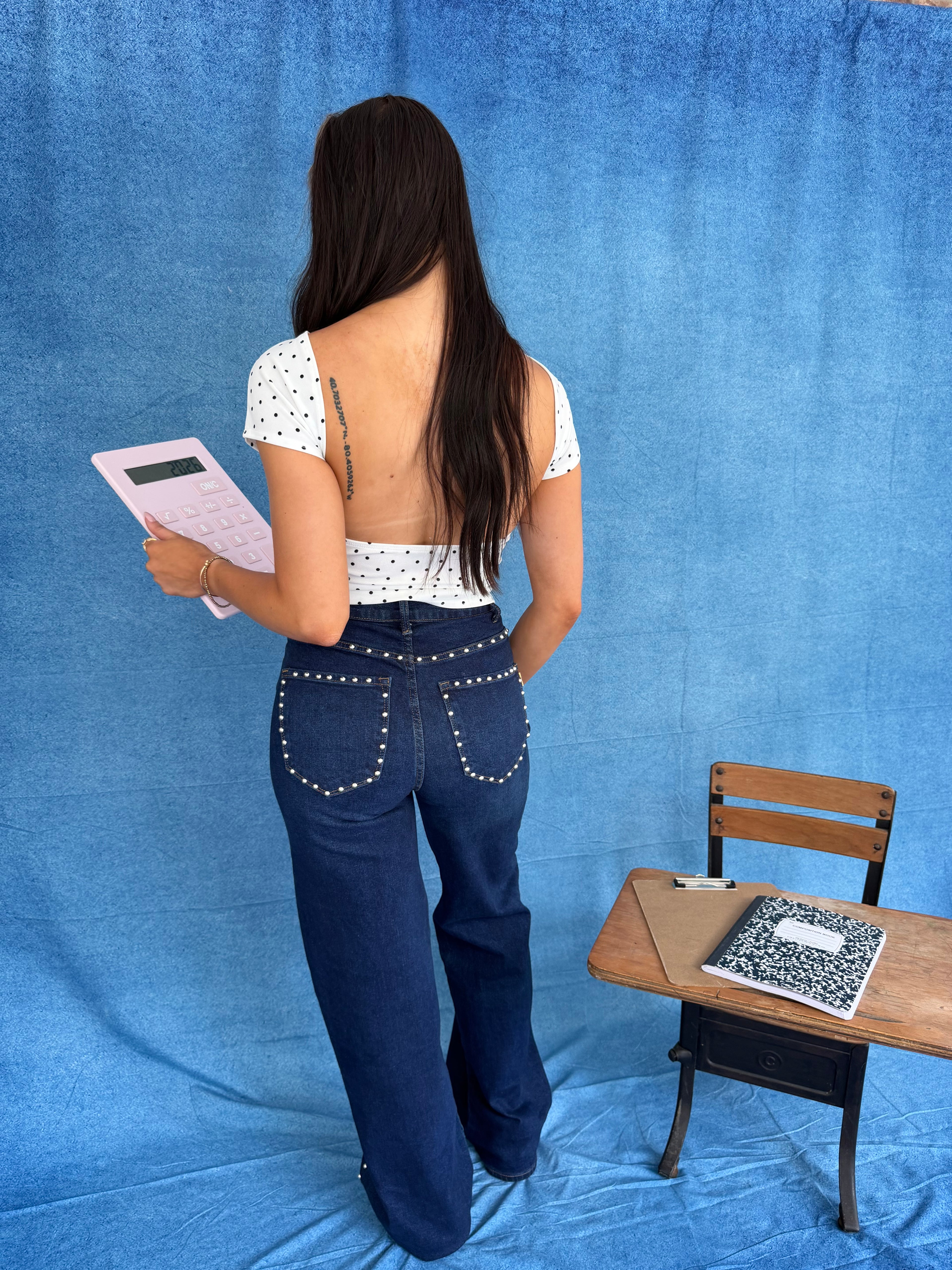 Janet Polka Tee in White