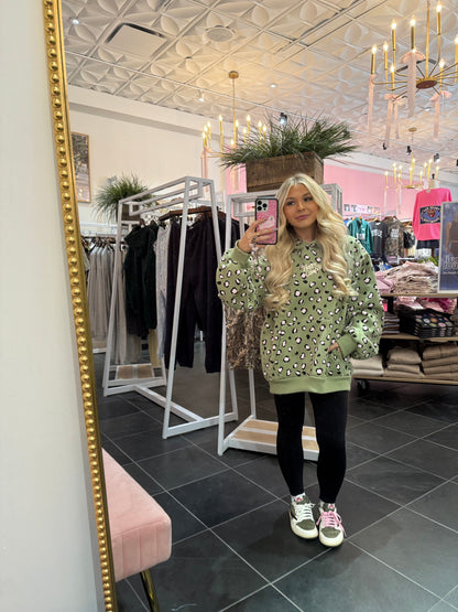 Happy Camp3r Leopard Olive Hoodie