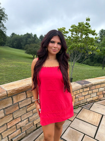 Girly Pop Mini Dress in Red