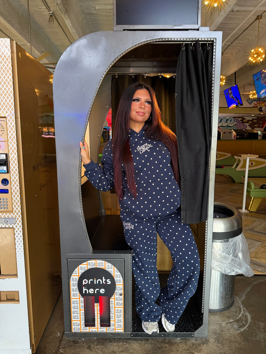Happy Camp3r Polka Hoodie in Navy