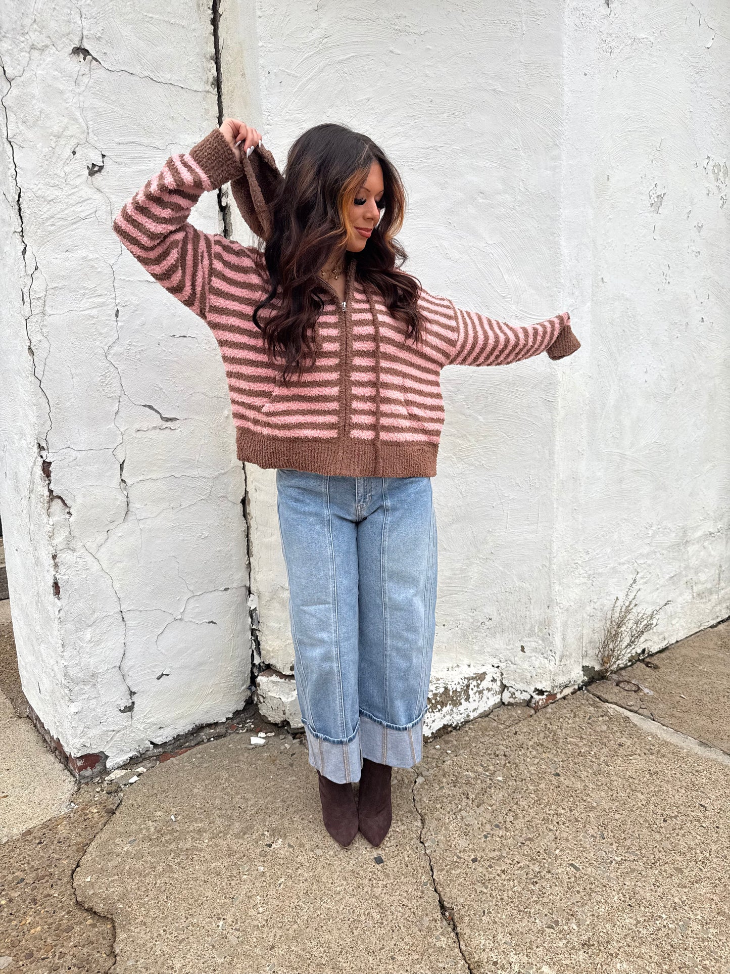 The COZIEST Zip-Up in Brown