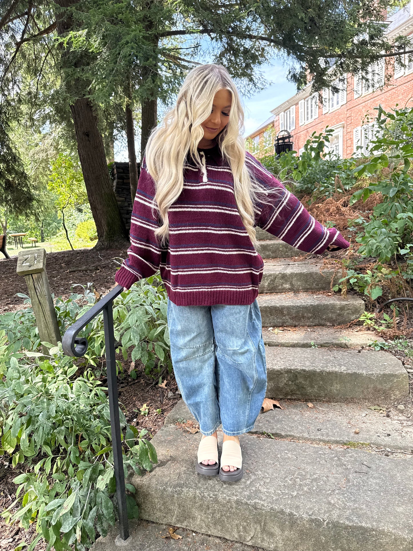 Copper Collar Sweater in Wine