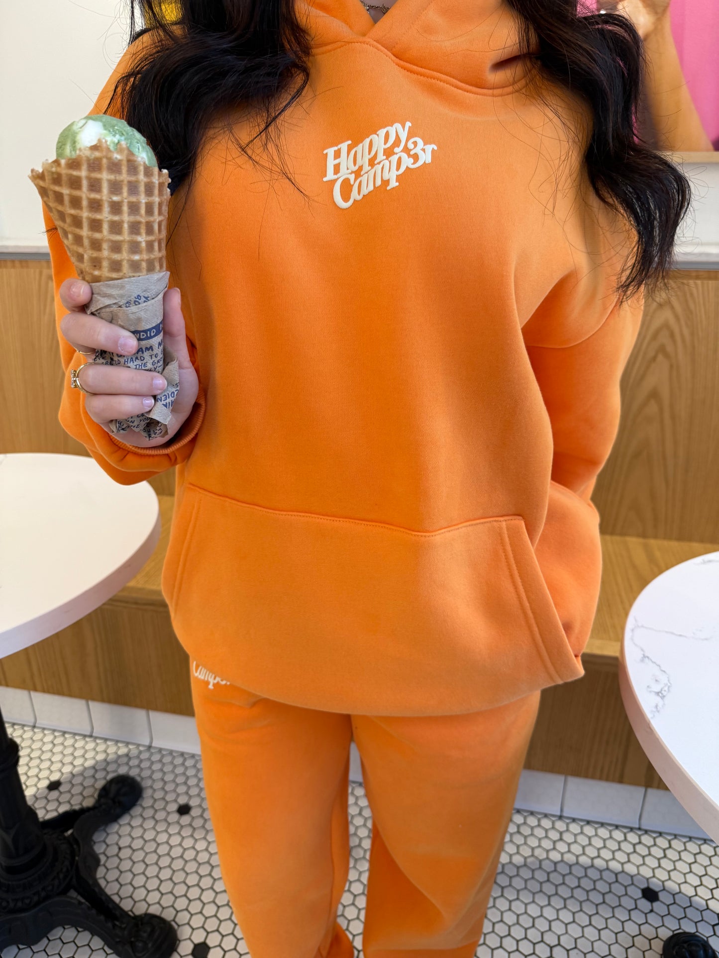 Happy Camp3r Puff Series Hoodie in Orange