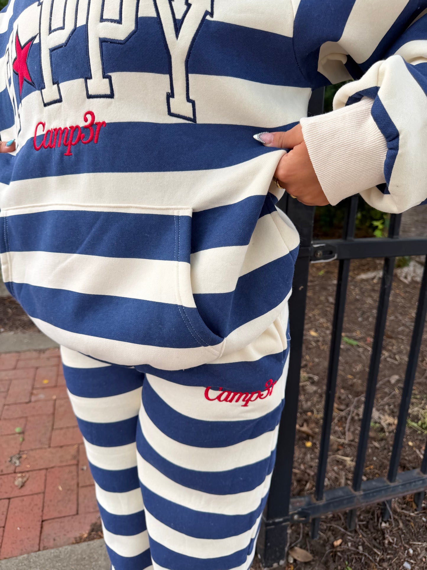 Happy Camp3r Indigo Stripe Sweatpants