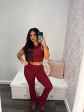Shopping Addiction Cropped Tee in Deep Red