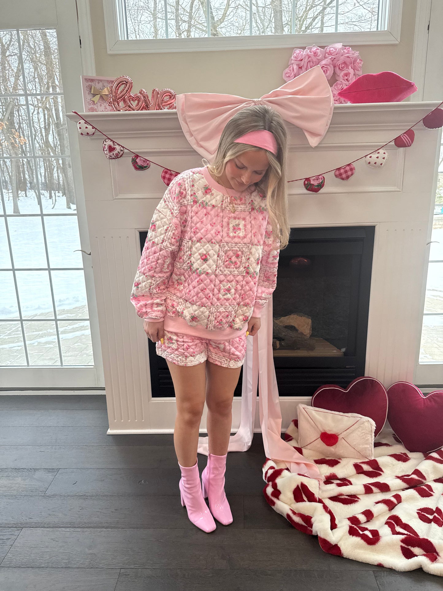 Please Patchwork Set Blush Crew