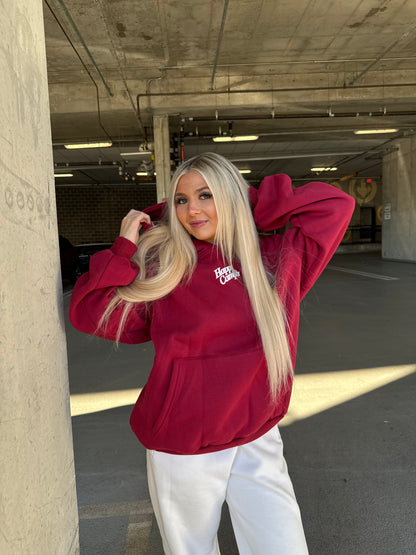 Happy Camp3r Puff Series Hoodie in Deep Cherry