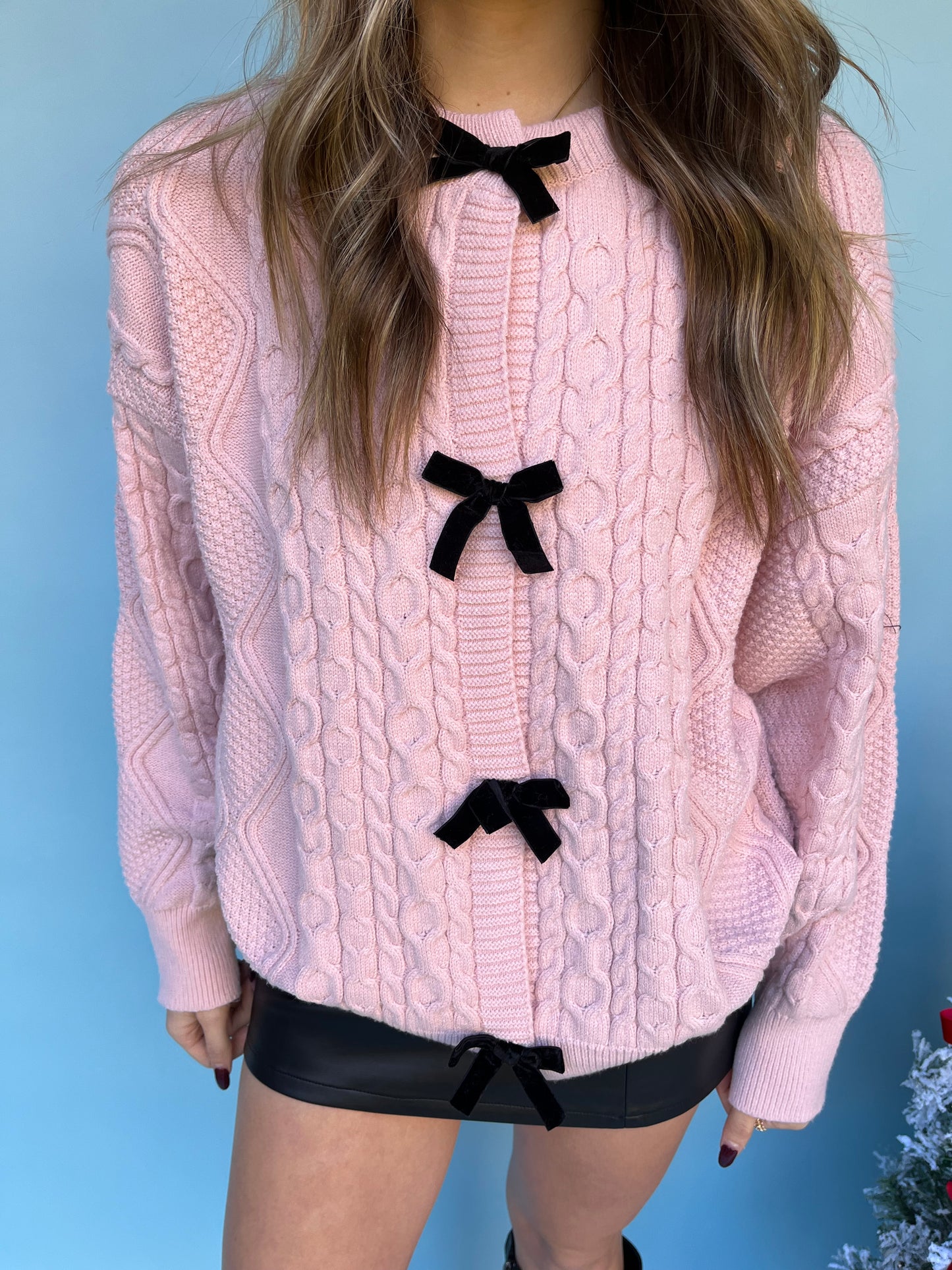 Blushing Ready Bow Cardi (oversized)