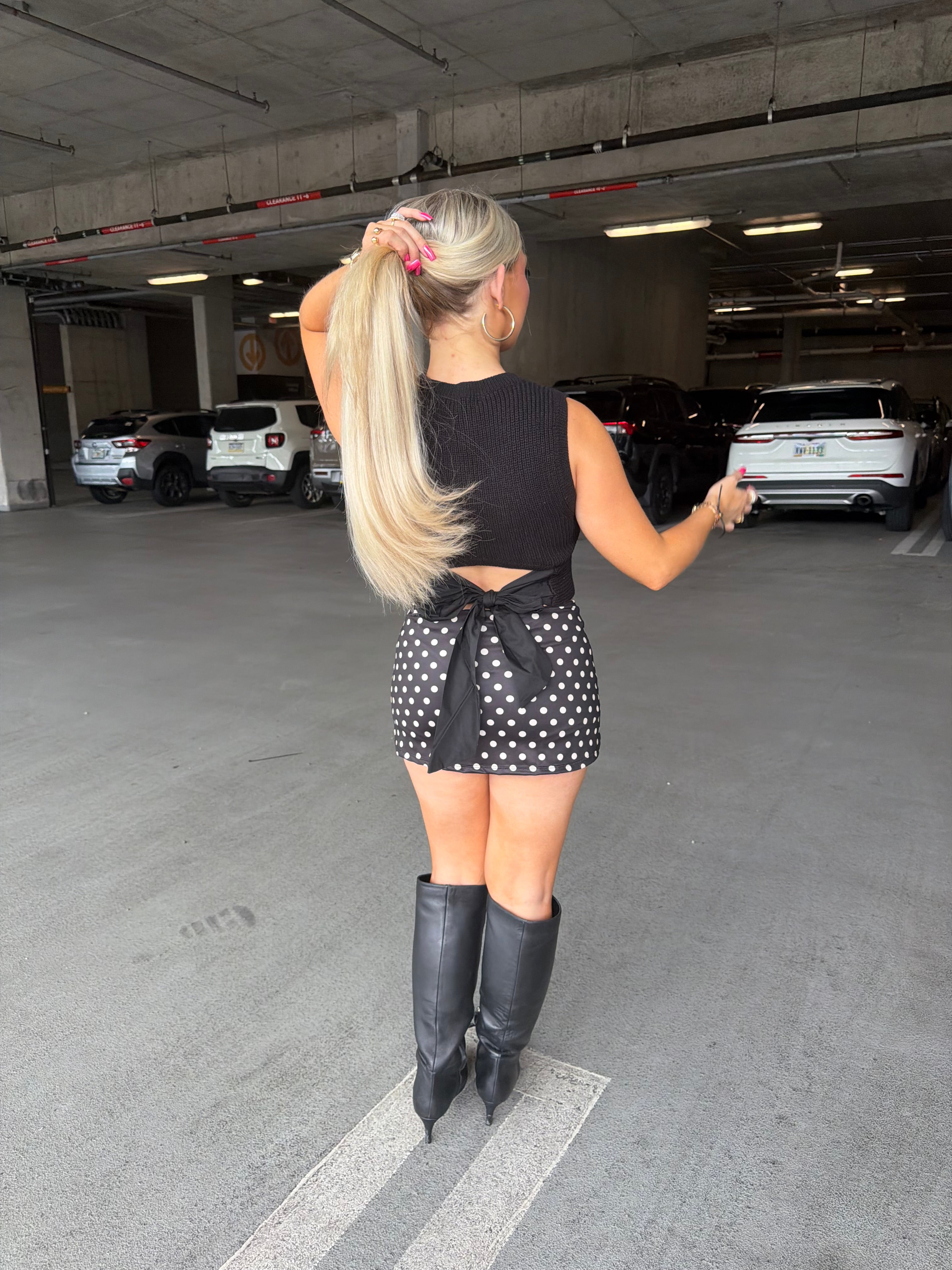 Polka Girl Skirt in Black