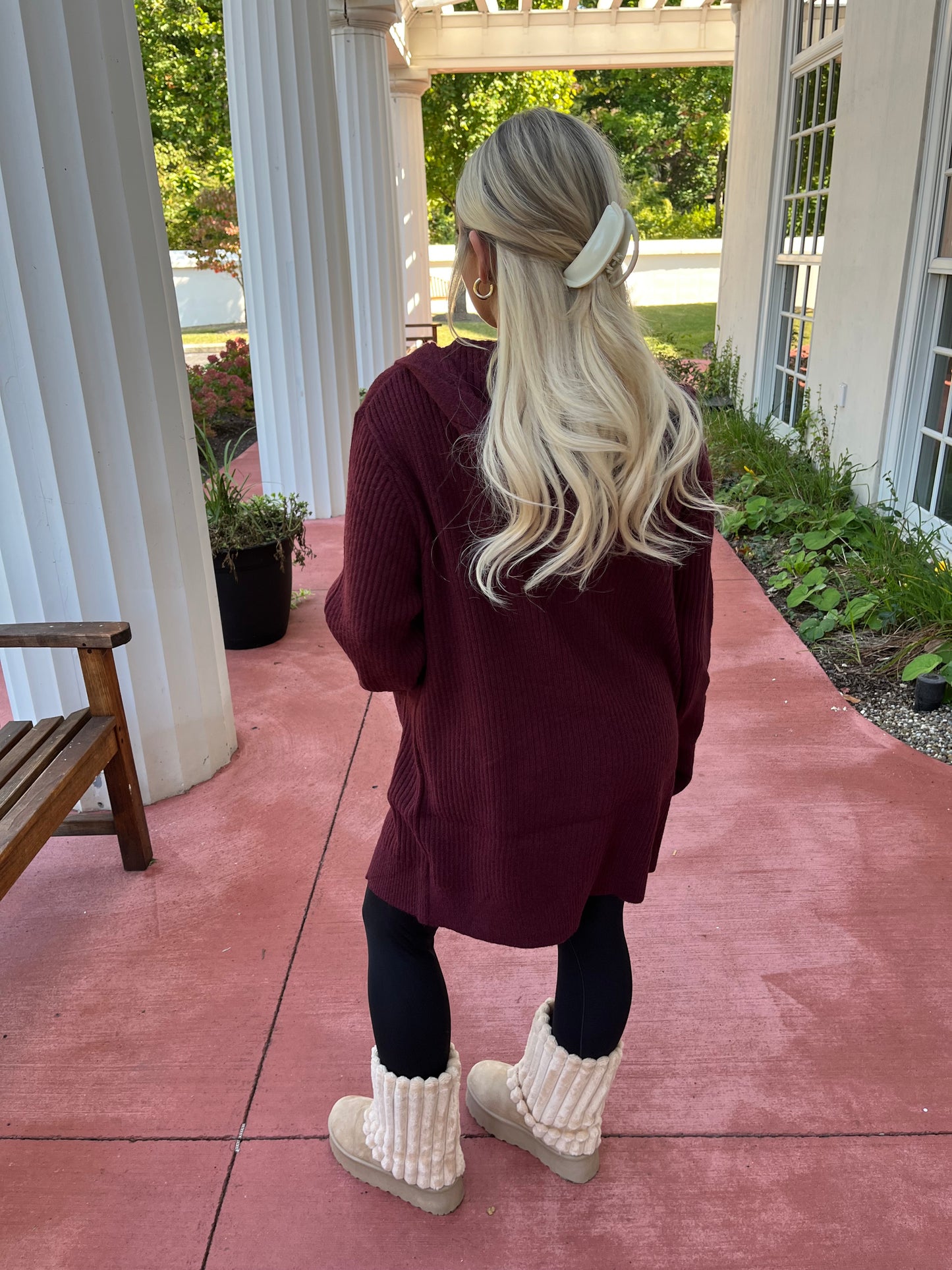 Butterfly Cardigan in Burgundy With A Hood