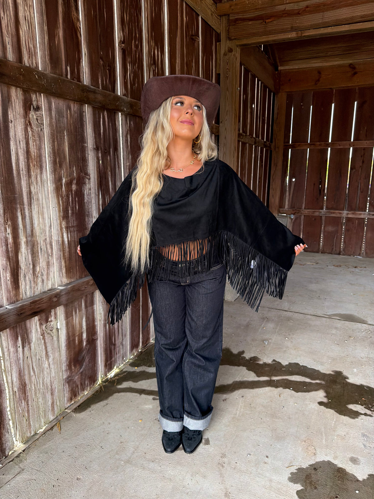 The Stallion Fringe Top in Black