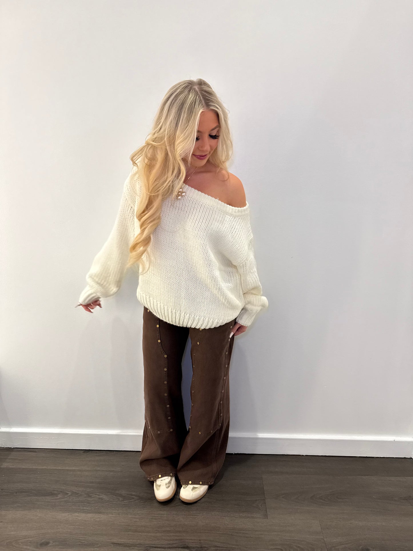Brandi One Shoulder Sweater in Ivory