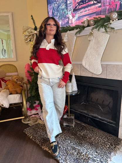 Holiday Striped Polo Knit