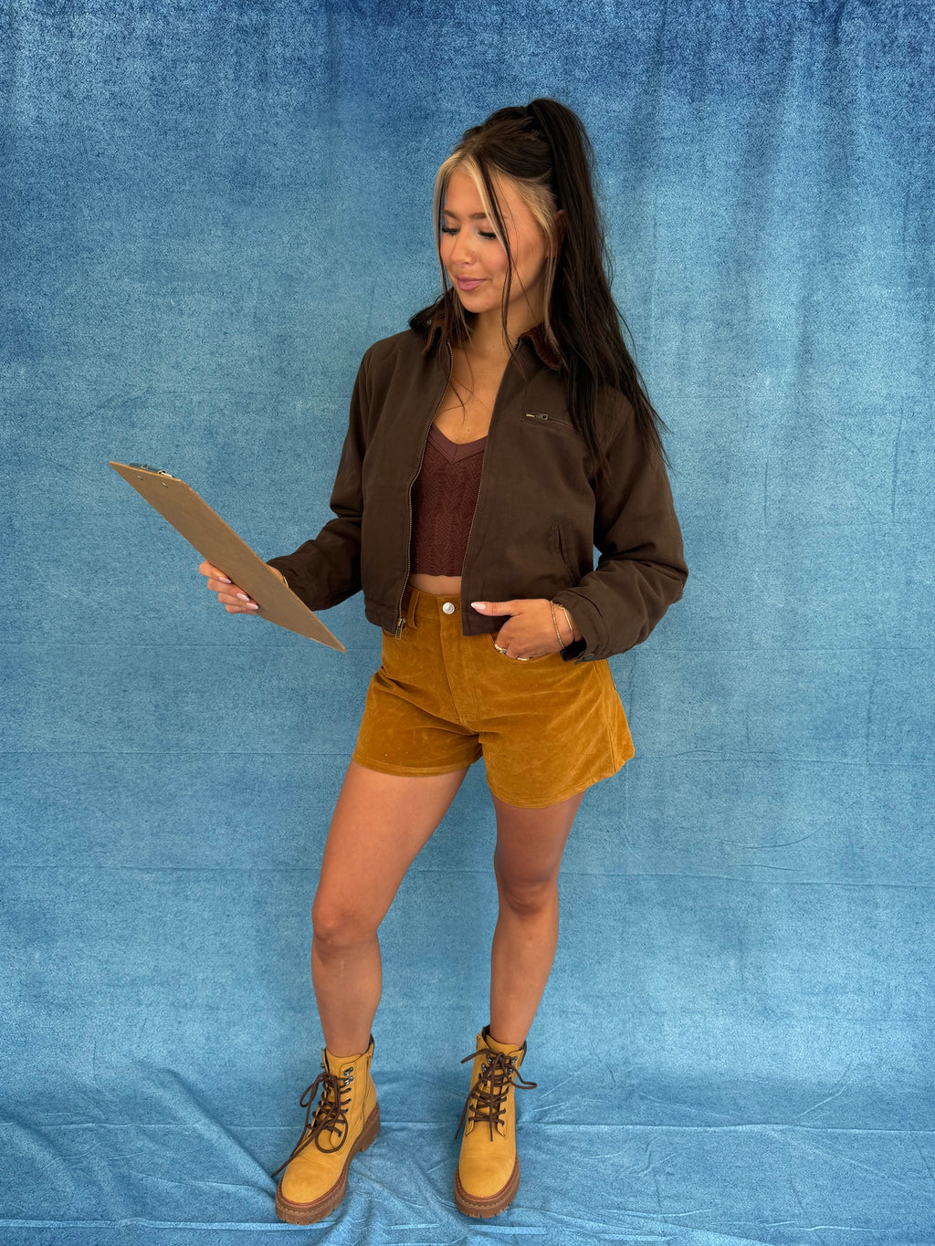 Barn Cropped Jacket in Deep Brown