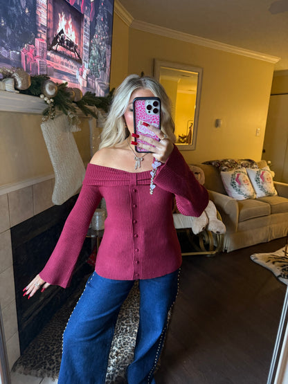 Burnt Kisses One Shoulder Sweater