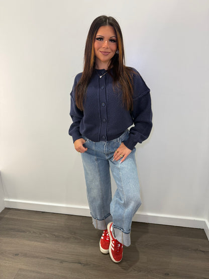 Willis Waffle Navy Cardi