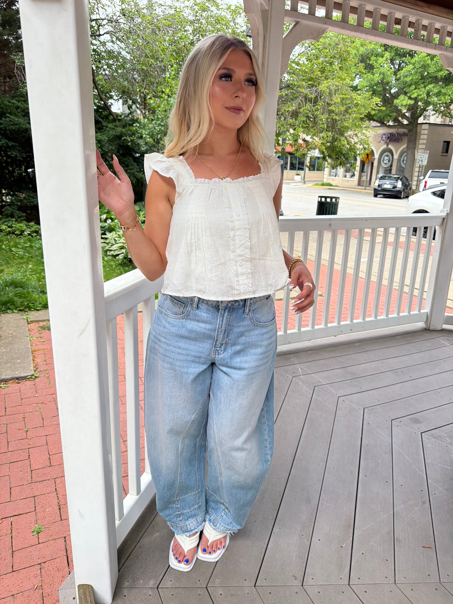 Malaysia Ruffle Tank in White
