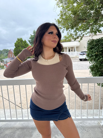 Lover Layers Sweater in Mocha