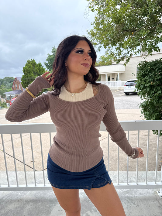 Lover Layers Sweater in Mocha