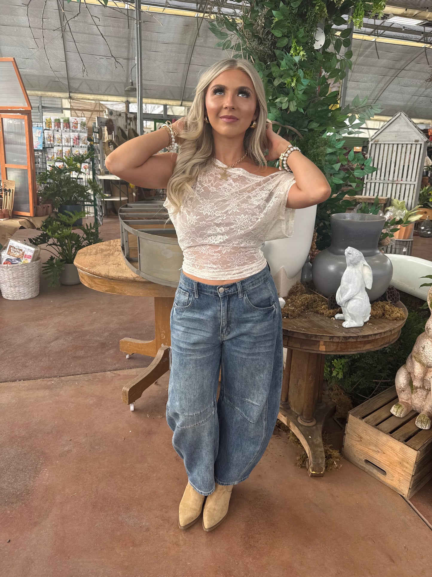 Colman Lace Top in Cream