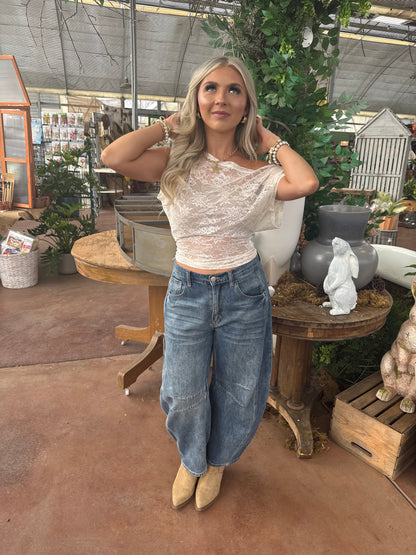 Colman Lace Top in Cream