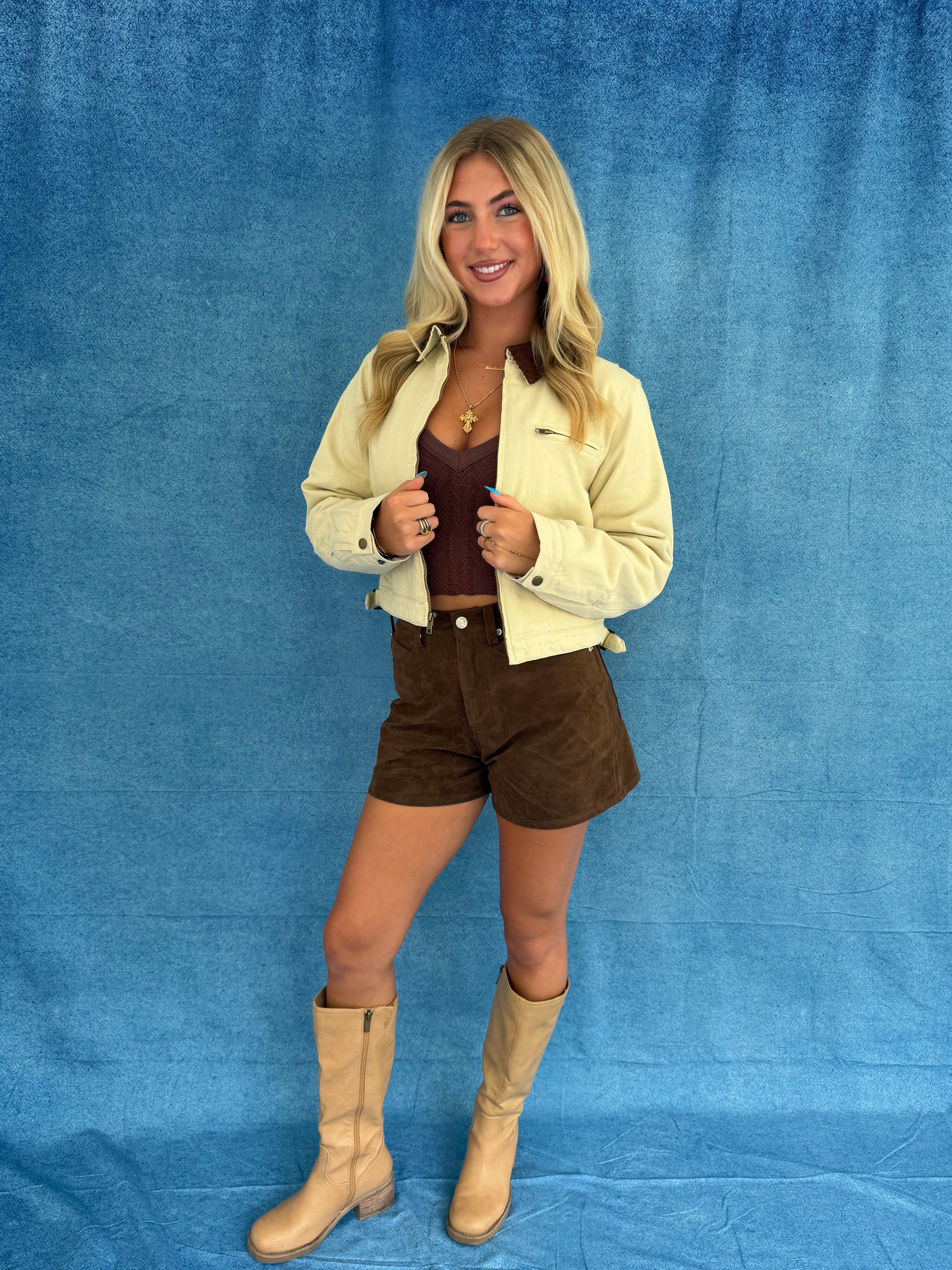Barn Cropped Jacket in Khaki