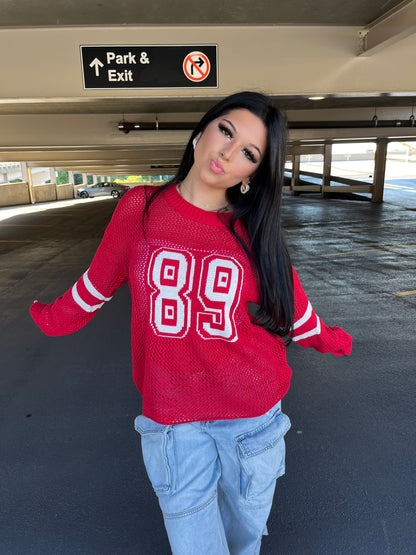 89 Net Sweater in Red