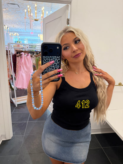 412 Black w/ Gold Embroidery Tank