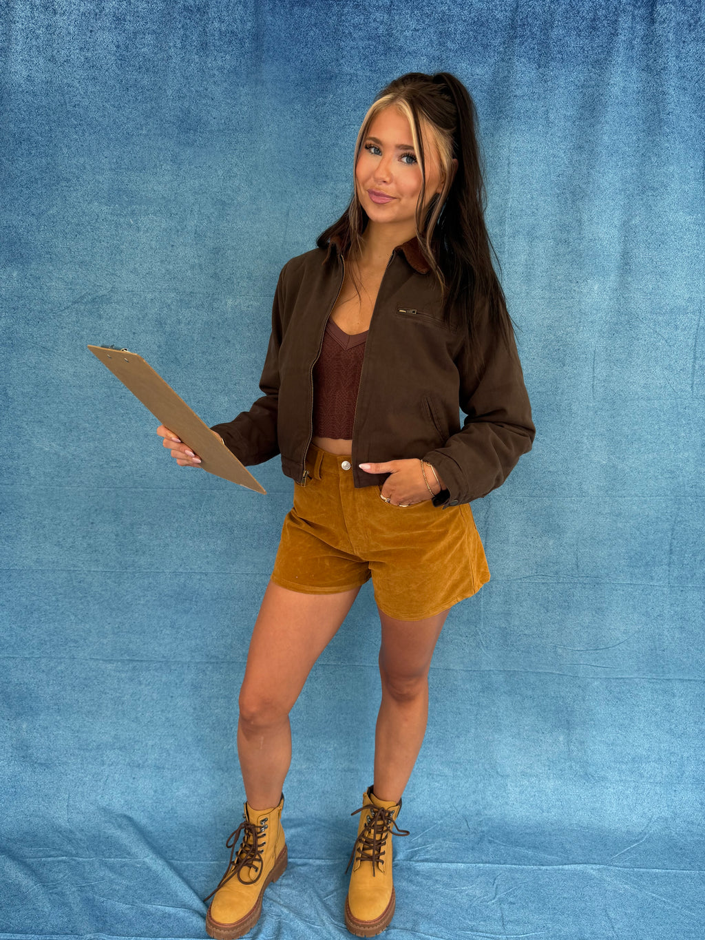 Barn Cropped Jacket in Deep Brown