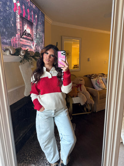 Holiday Striped Polo Knit