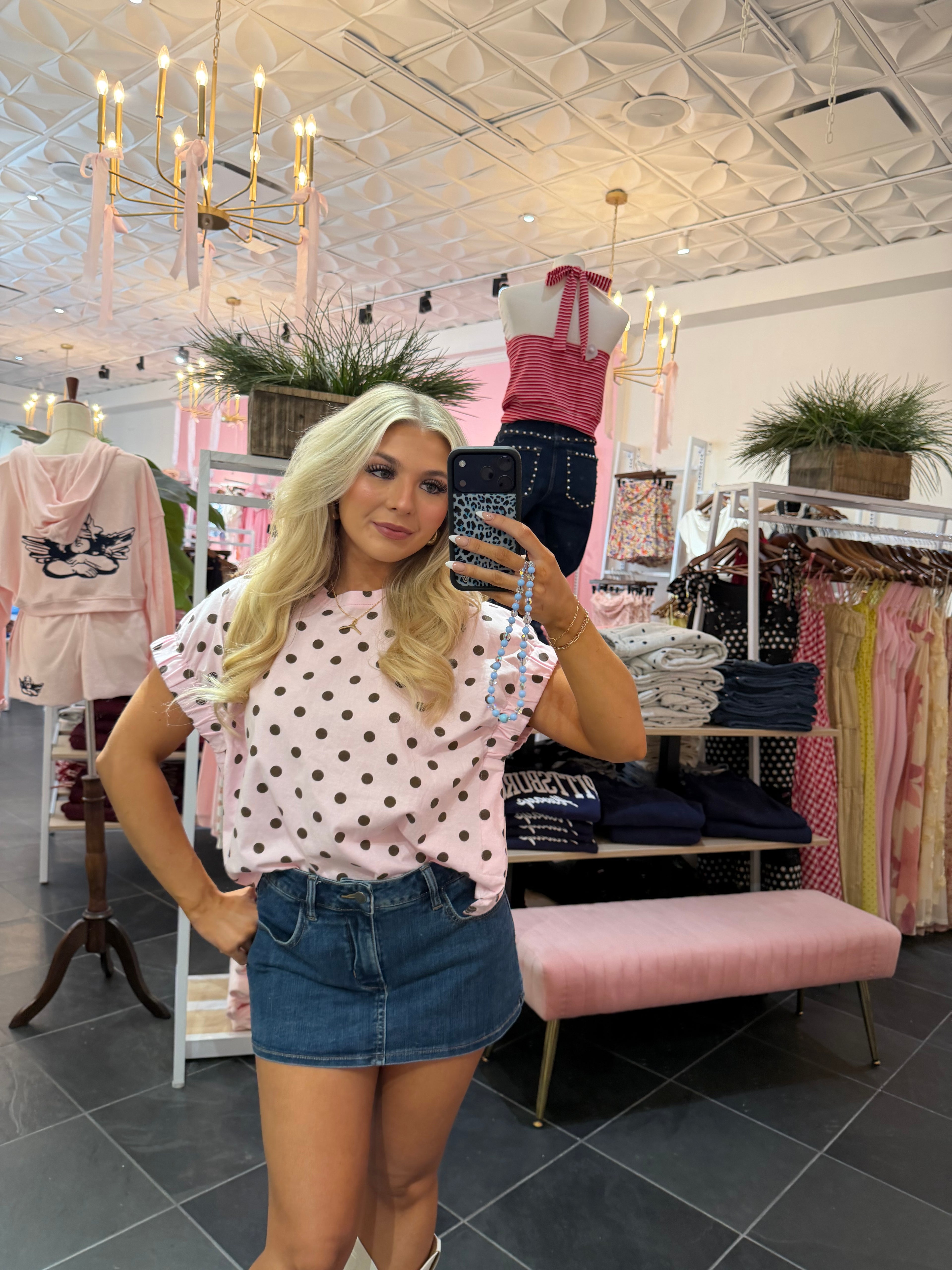 Soundtrack Polka Tee in Pink
