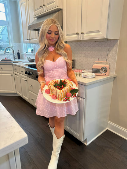 Affectionate Pink Polka Mini Dress