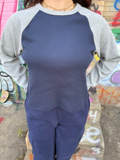 Brandy Waffle L/S in Navy