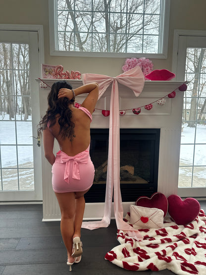 Kiss Me Pink Bodycon Bow Dress