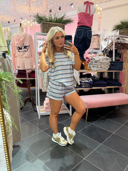 Bigger Issues Striped Set Blue (SHORTS)