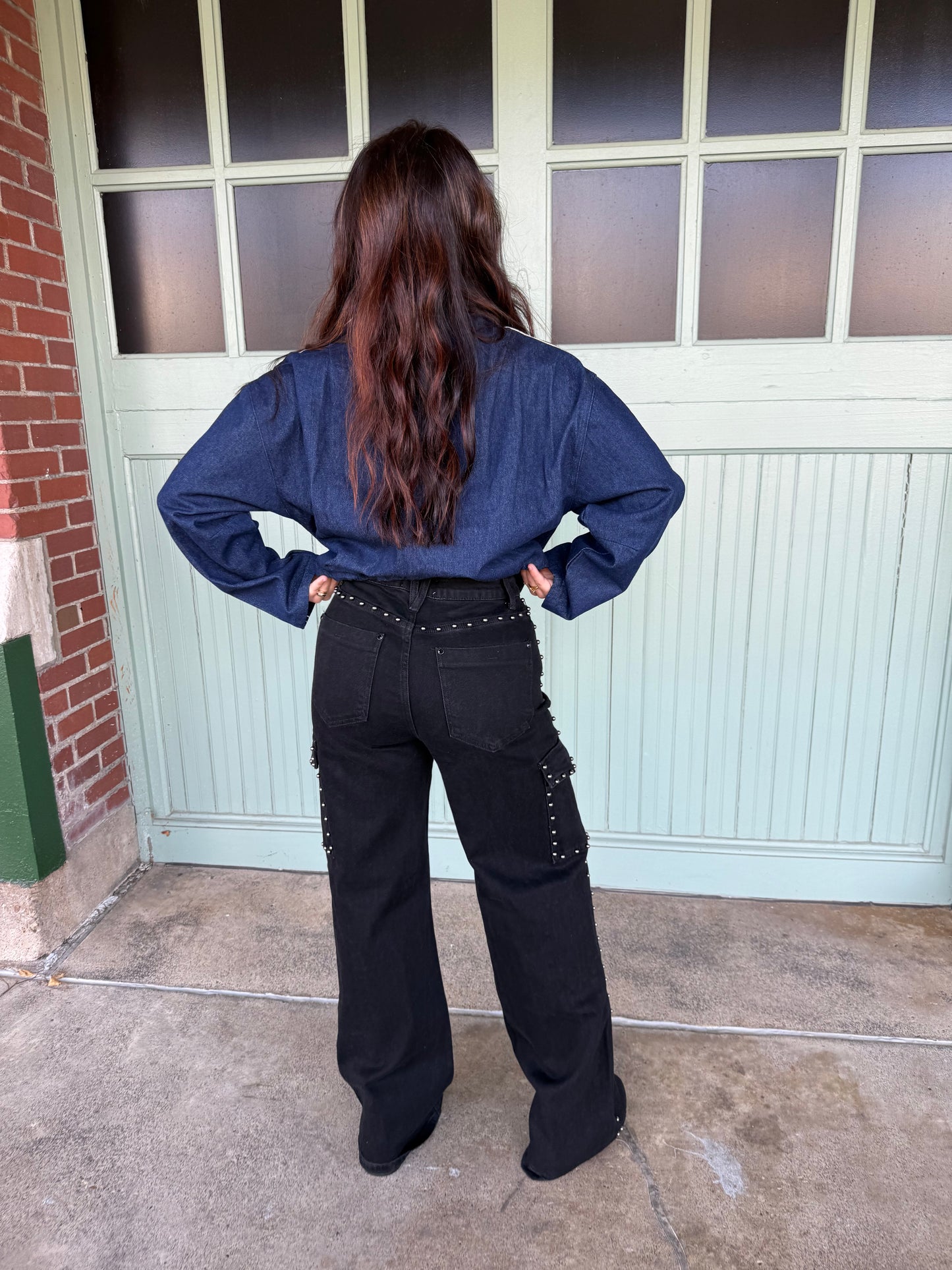 Cargo Onyx Studded Jean