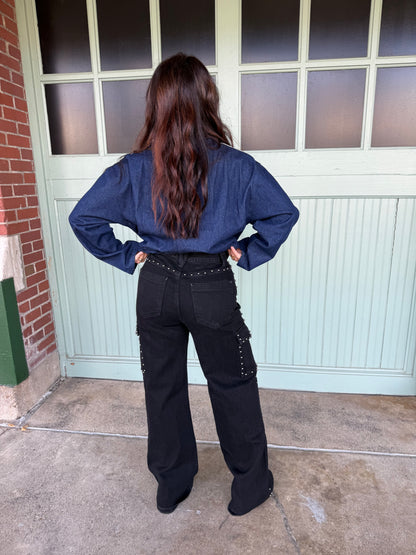 Cargo Onyx Studded Jean