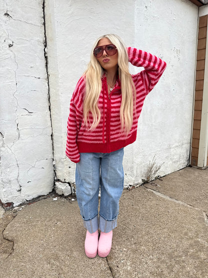 The COZIEST Zip-Up in Red