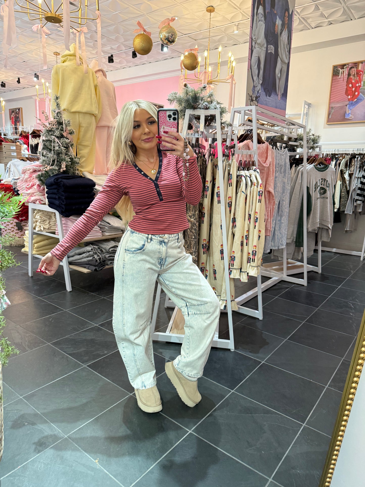 Study Break Striped L/S in Pink