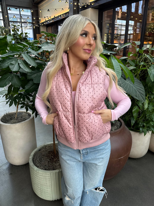 Paige Polka Dot Pink Vest