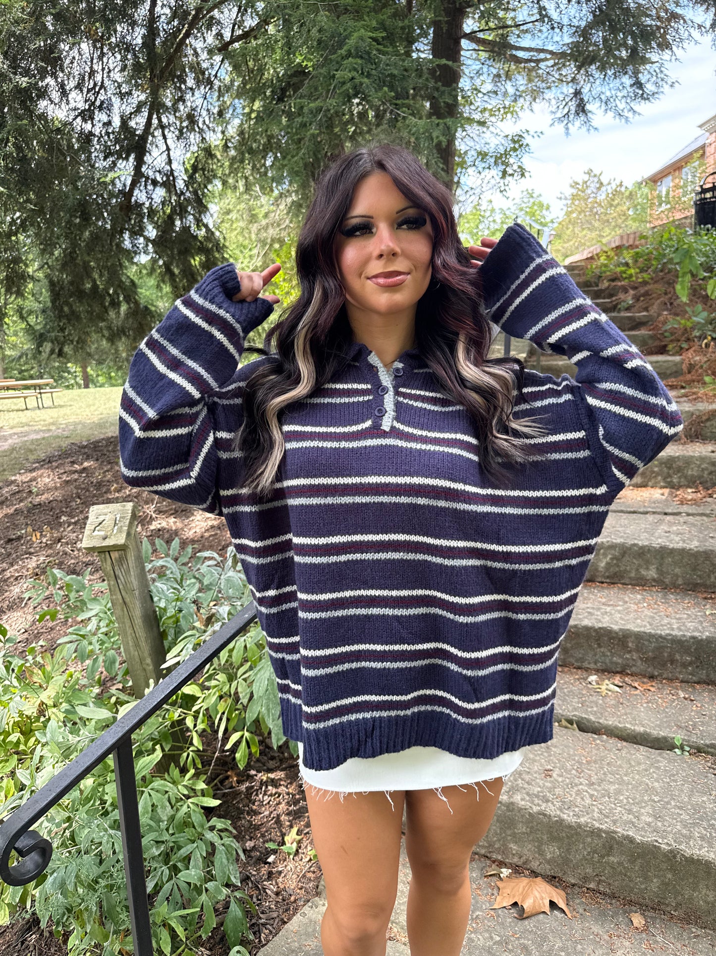 Copper Collar Sweater in Midnight