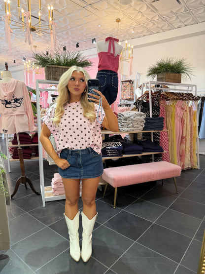 Soundtrack Polka Tee in Pink