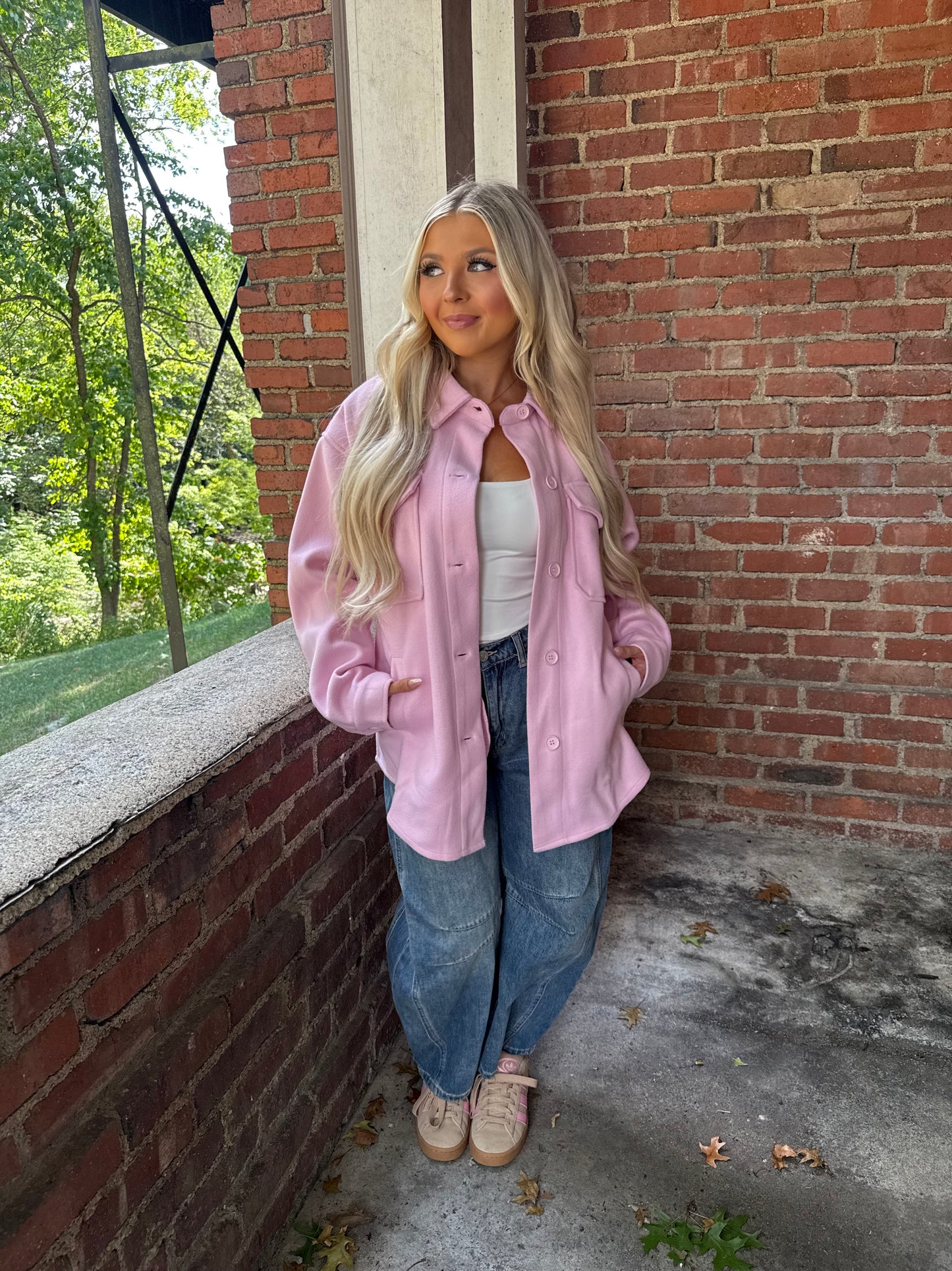 Shopping Addict Shacket in Blush