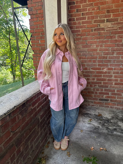 Shopping Addict Shacket in Blush