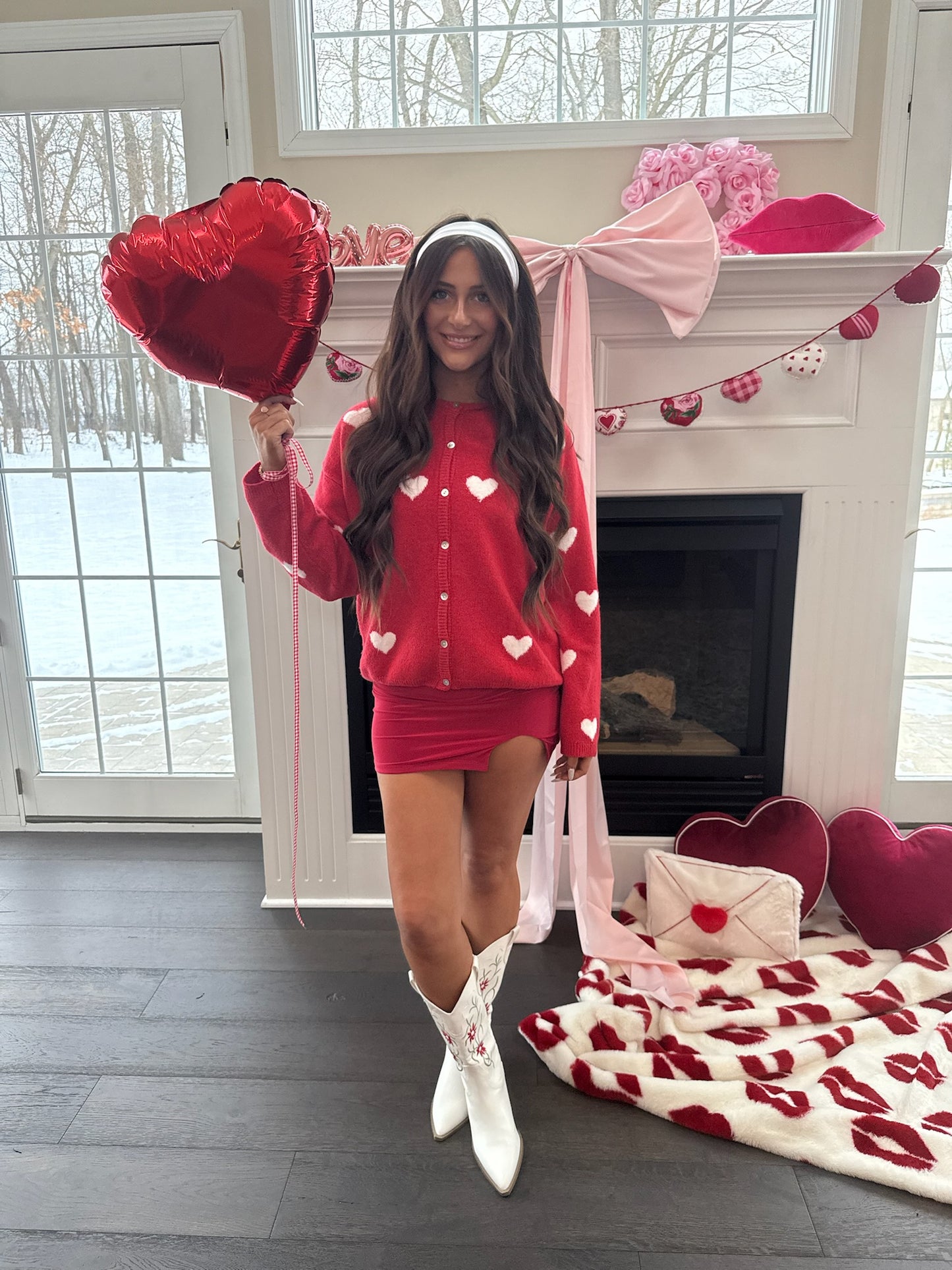 Midi Slit Skirt in Red