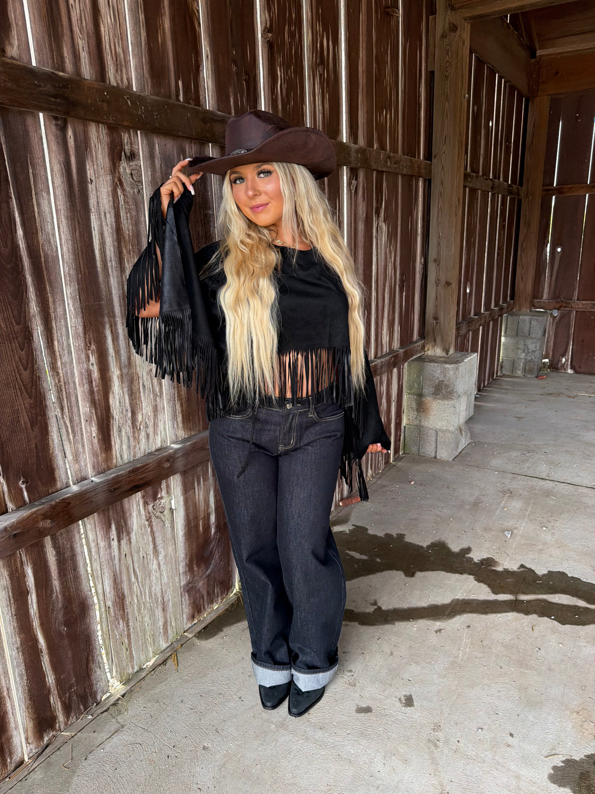 The Stallion Fringe Top in Black