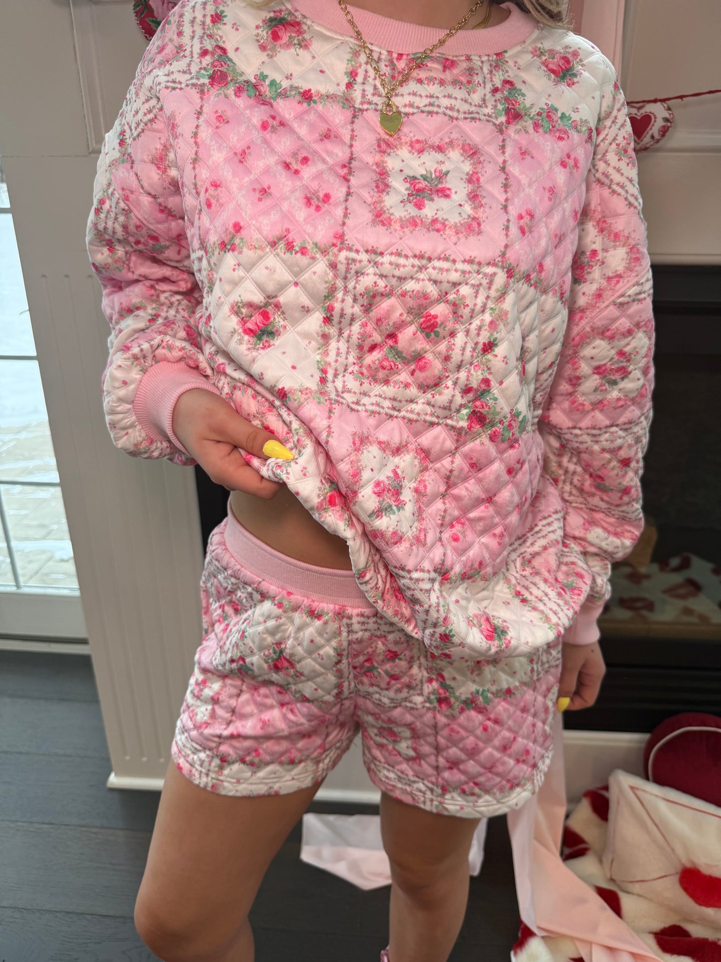 Please Patchwork Set Blush Crew