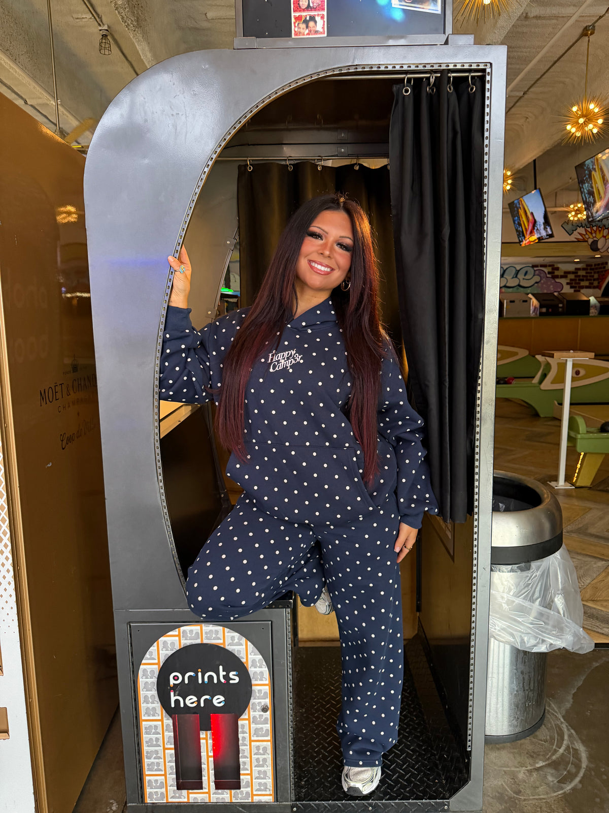 Happy Camp3r Polka Hoodie in Navy